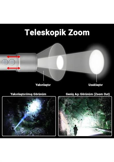 Cevval X725 Çok Fonksiyonlu Şarjlı Kamp El Feneri | 750 Lm LED, Yan Lamba, Su Geçirmez, Powerbank