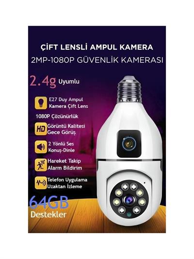Torima CMR13 Çift Kameralı 360° Full Hd 1080p Ampül Smart Ip Güvenlik Kamerası