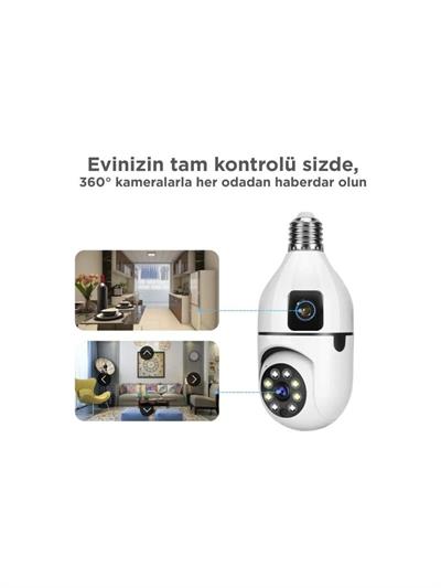 Torima CMR13 Çift Kameralı 360° Full Hd 1080p Ampül Smart Ip Güvenlik Kamerası