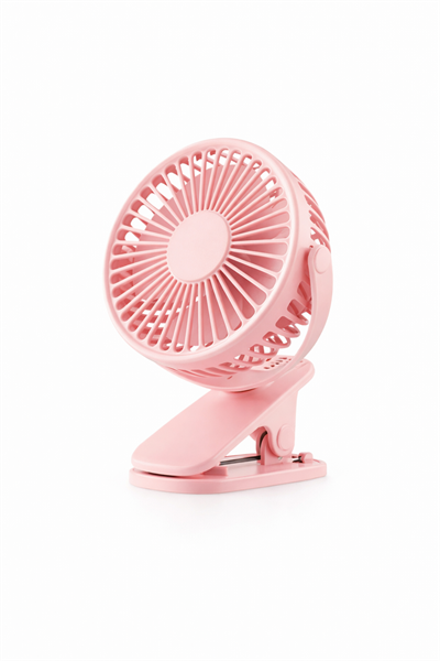 Cullera K-18 Pembe Taşınabilir Klipsli Fan Pil ile Çalışır, 3 Hızlı USB Şarj Edilebilir Mini Masa Fanı