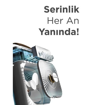 FAN-17 Yeni Işıklı 600ml 5 Spreyli Vantilatör Buzlu Buharlı Mini Klima Mini Fan