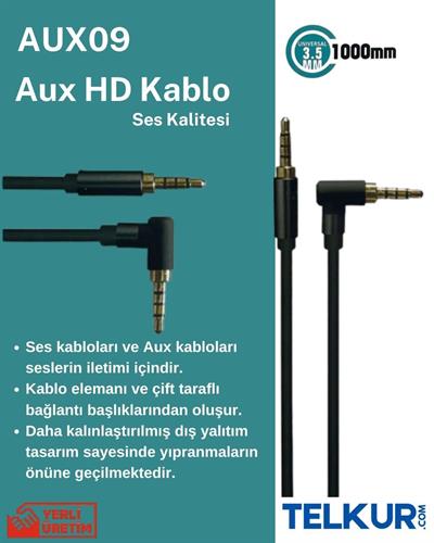 FERRO AUX09 3.5mm AUX Kablosu Jak Erkek Erkek L Tipi Ses Aktarım Kablosu