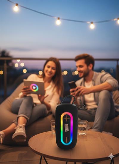 BS-29 Bluetooth Hoparlör RGB Işıklı 6.5W Taşınabilir Kablosuz Speaker Siyah
