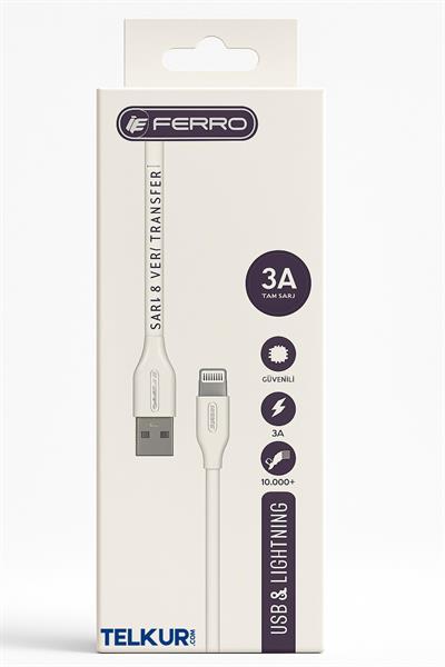 FERRO FC-14 Usb & Lightıng  Hızlı Şarj ve Data Kablosu 3.0 Amper