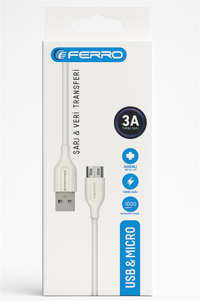 FERRO FC-14 Usb & Micro  Hızlı Şarj ve Data Kablosu 3.0 Amper