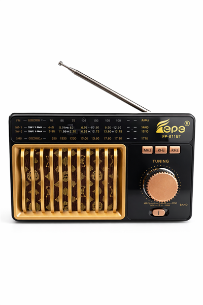 FP-811BT Nostaljik Radyo Görünümlü Fenerli Bluetooth,Hafıza Kartı,Usb Bellek,Aux Ve Radyo Destekli Hoparlör Desenli