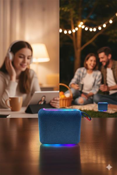 GO4 RGB Işıklı Kablosuz Bluetooth Hoparlör Mavi
