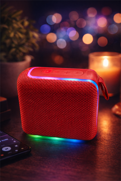 GO4 RGB Işıklı Kablosuz Bluetooth Hoparlör Kırmızı