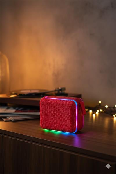 GO4 RGB Işıklı Kablosuz Bluetooth Hoparlör Kırmızı