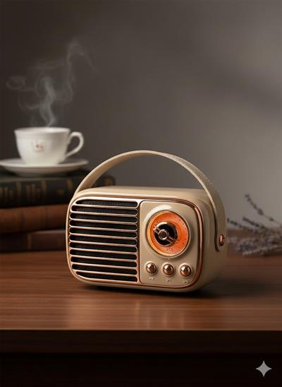 GTS-1959 Retro Bluetooth Hoparlör – Askılı Tasarım, USB & TF Kart Destekli, Taşınabilir Mini Ses Sistemi Bej