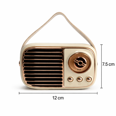 GTS-1959 Retro Bluetooth Hoparlör – Askılı Tasarım, USB & TF Kart Destekli, Taşınabilir Mini Ses Sistemi Bej