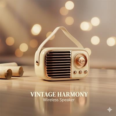 GTS-1959 Retro Bluetooth Hoparlör – Askılı Tasarım, USB & TF Kart Destekli, Taşınabilir Mini Ses Sistemi Bej