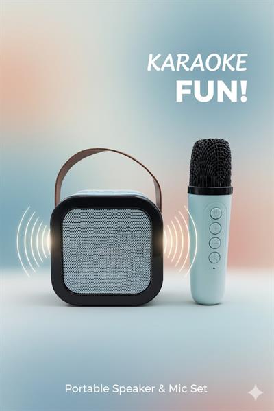 K12 (Tek Mikrofonlu) Bluetooth Hoparlör – RGB Işıklı Karaoke Parti Hoparlörü Mavi