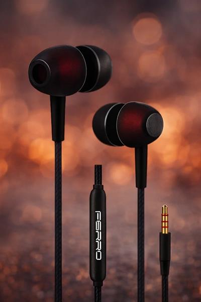 FERRO Kaliteli Ses Yüksek Baslı Kablolu Kulak İçi Mikrofonlu 3.5mm Jacklı Kulaklık FE-07