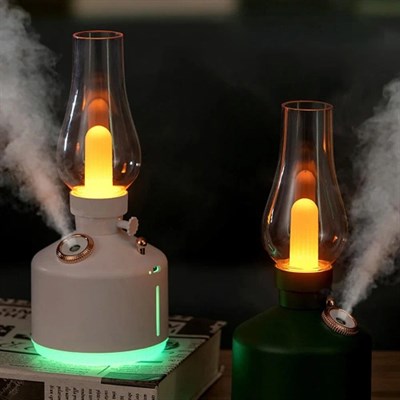 Ferro LA-0621  Gaz Lambası Görünümlü Gece Lambası 280ML Ayarlanabilir LED Işıklı Oda Kokusu Hava Nemlendirici Yeşil