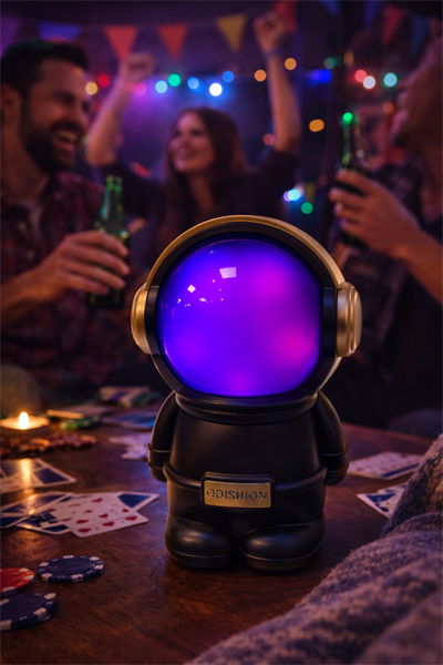 LN-808 Astronot Figürlü RGB Işıklı Bluetooth Hoparlör USB & TF Kart Destekli Siyah