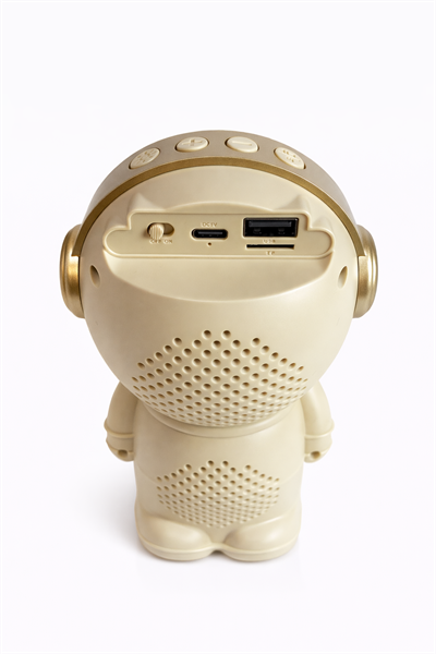 LN-808 Astronot Figürlü RGB Işıklı Bluetooth Hoparlör USB & TF Kart Destekli Bej