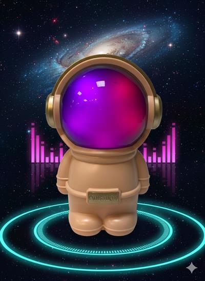 LN-808 Astronot Figürlü RGB Işıklı Bluetooth Hoparlör USB & TF Kart Destekli Pembe