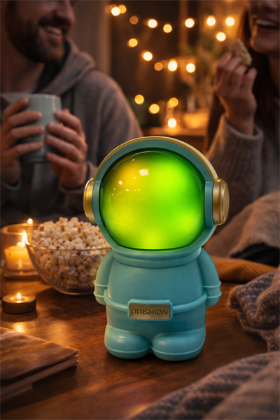 LN-808 Astronot Figürlü RGB Işıklı Bluetooth Hoparlör USB & TF Kart Destekli Mavi