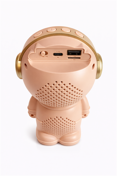 LN-808 Astronot Figürlü RGB Işıklı Bluetooth Hoparlör USB & TF Kart Destekli Pembe