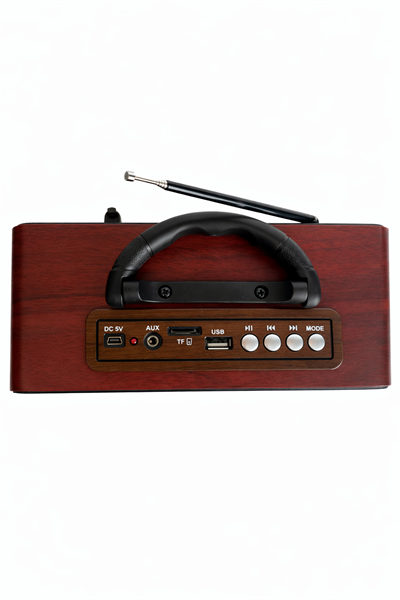M-111BT Nostaljik Radyo Görünümlü LED Işıklı Bluetooth,Hafıza Kartı,Usb Bellek,Aux Ve Radyo Destekli Hoparlör  (Kiraz Kırmızısı)