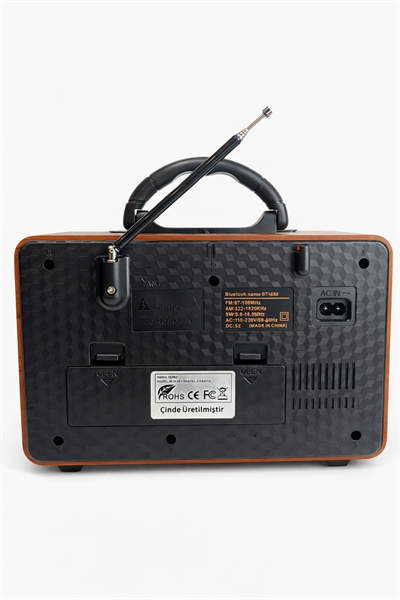 M-112BT Nostaljik Radyo Görünümlü LED Işıklı Bluetooth,Hafıza Kartı,Usb Bellek,Aux Ve Radyo Destekli Hoparlör Bej