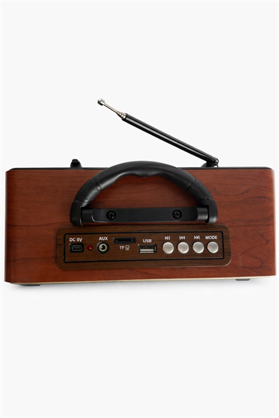 M-112BT Nostaljik Radyo Görünümlü LED Işıklı Bluetooth,Hafıza Kartı,Usb Bellek,Aux Ve Radyo Destekli Hoparlör Siyah