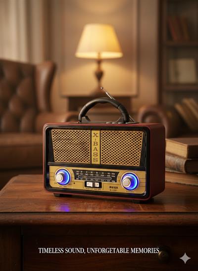 M-112BT Nostaljik Radyo Görünümlü LED Işıklı Bluetooth,Hafıza Kartı,Usb Bellek,Aux Ve Radyo Destekli Hoparlör Siyah