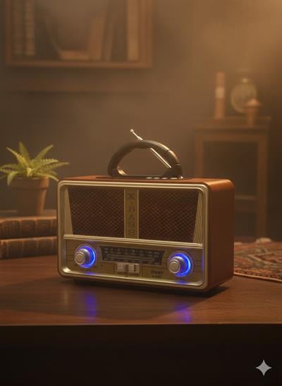 M-112BT Nostaljik Radyo Görünümlü LED Işıklı Bluetooth,Hafıza Kartı,Usb Bellek,Aux Ve Radyo Destekli Hoparlör Bej