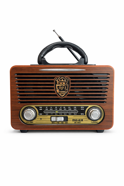 M-115BT Nostaljik Radyo Görünümlü LED Işıklı Bluetooth,Hafıza Kartı,Usb Bellek,Aux Ve Radyo Destekli Hoparlör Kapalı Ahşap