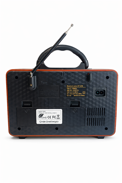 M-115BT Nostaljik Radyo Görünümlü LED Işıklı Bluetooth,Hafıza Kartı,Usb Bellek,Aux Ve Radyo Destekli Hoparlör Açık Ahşap