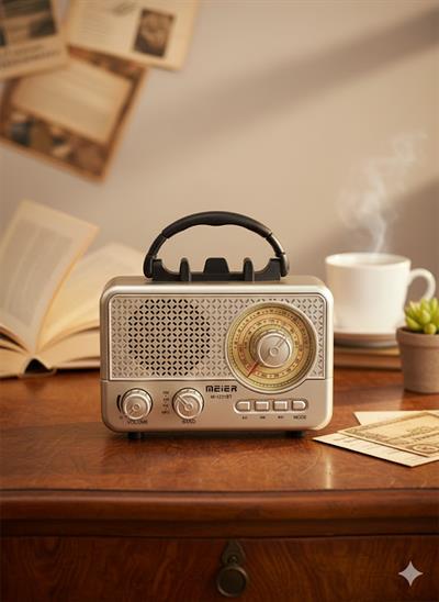 M-1231BT Nostaljik Radyo Görünümlü LED Işıklı Bluetooth,Hafıza Kartı,Usb Bellek,Aux Ve Radyo Destekli Hoparlör