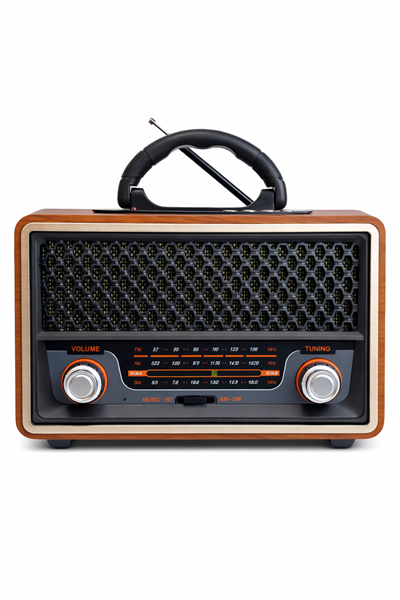 M-157BT Nostaljik Radyo Görünümlü Bluetooth,Hafıza Kartı,Usb Bellek,Aux Ve Radyo Destekli Hoparlör Gri