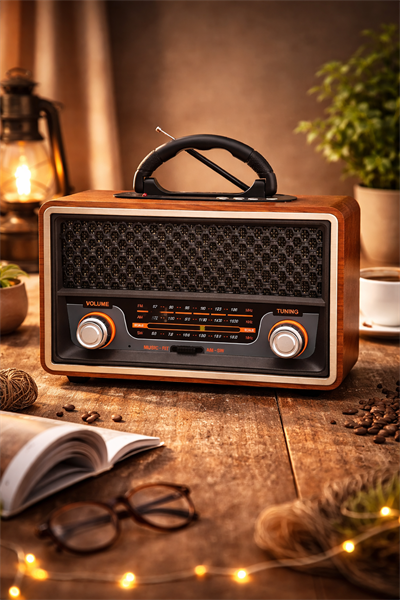 M-157BT Nostaljik Radyo Görünümlü Bluetooth,Hafıza Kartı,Usb Bellek,Aux Ve Radyo Destekli Hoparlör Gri