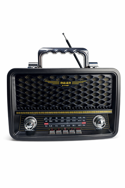 M-1918BT Nostaljik Radyo Görünümlü LED Işıklı Bluetooth,Hafıza Kartı,Usb Bellek,Aux Ve Radyo Destekli Hoparlör Siyah