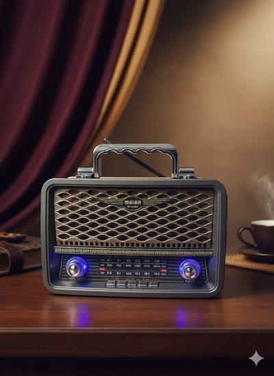 M-1918BT Nostaljik Radyo Görünümlü LED Işıklı Bluetooth,Hafıza Kartı,Usb Bellek,Aux Ve Radyo Destekli Hoparlör Siyah