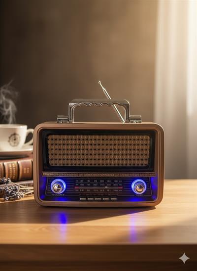 M-1919BT Nostaljik Radyo Görünümlü LED Işıklı Bluetooth,Hafıza Kartı,Usb Bellek,Aux Ve Radyo Destekli Hoparlör Siyah