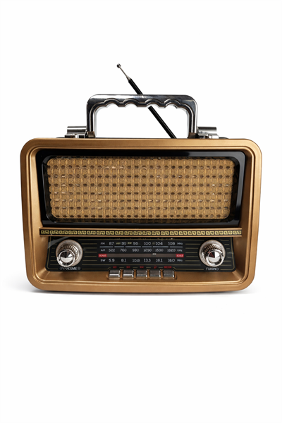 M-1919BT Nostaljik Radyo Görünümlü LED Işıklı Bluetooth,Hafıza Kartı,Usb Bellek,Aux Ve Radyo Destekli Hoparlör Siyah