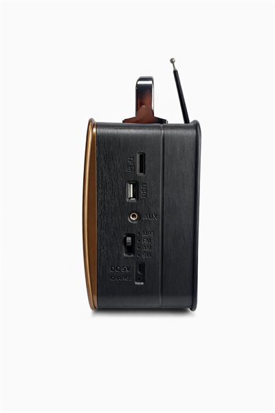 M-1919BT Nostaljik Radyo Görünümlü LED Işıklı Bluetooth,Hafıza Kartı,Usb Bellek,Aux Ve Radyo Destekli Hoparlör Siyah
