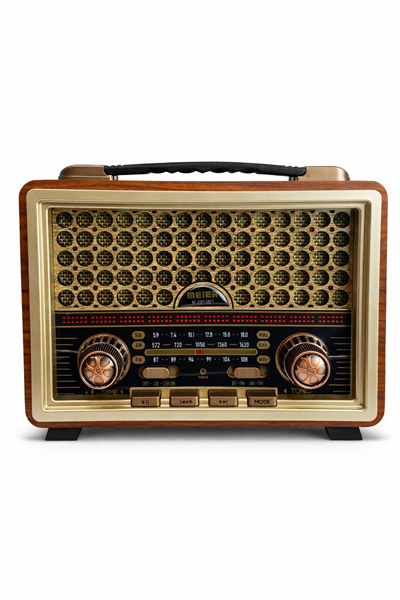 M-2013BT Nostaljik Radyo Görünümlü LED Işıklı Bluetooth,Hafıza Kartı,Usb Bellek,Aux Ve Radyo Destekli Hoparlör (SİLVER)