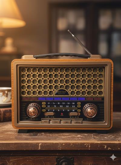 M-2013BT Nostaljik Radyo Görünümlü LED Işıklı Bluetooth,Hafıza Kartı,Usb Bellek,Aux Ve Radyo Destekli Hoparlör (BROWN)