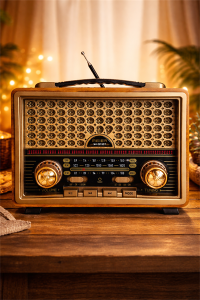 M-2013BT Nostaljik Radyo Görünümlü LED Işıklı Bluetooth,Hafıza Kartı,Usb Bellek,Aux Ve Radyo Destekli Hoparlör (BROWN)
