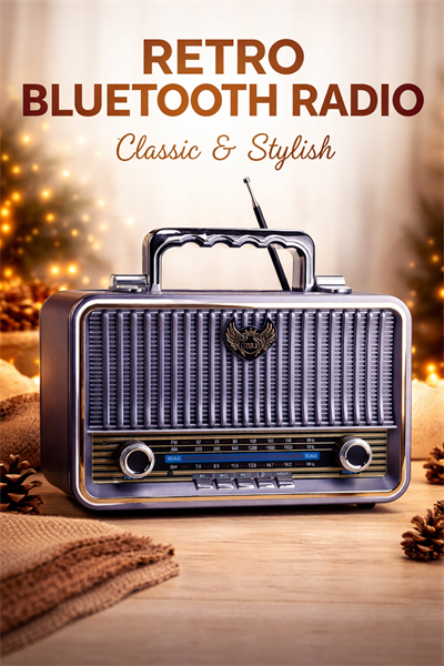 MD-1908BT Nostaljik Radyo Görünümlü Bluetooth,Hafıza Kartı,Usb Bellek,Aux Ve Radyo Destekli Hoparlör Eflatun 