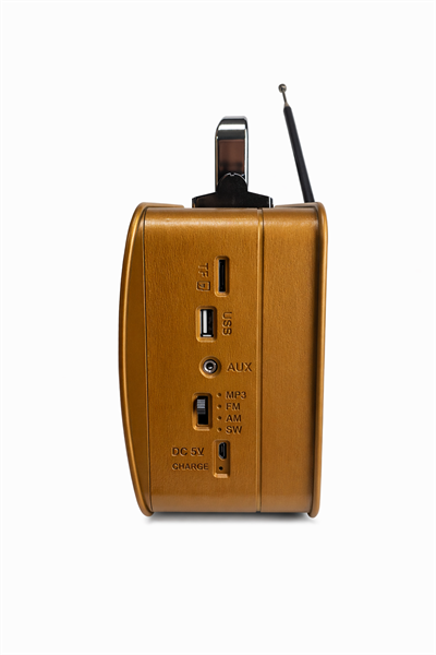 MD-1909BT Nostaljik Radyo Görünümlü Bluetooth,Hafıza Kartı,Usb Bellek,Aux Ve Radyo Destekli Hoparlör Gold