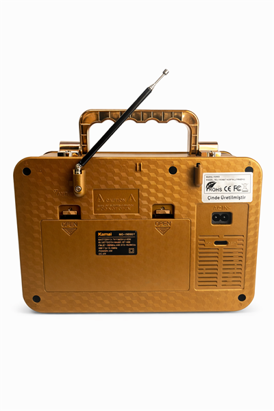 MD-1909BT Nostaljik Radyo Görünümlü Bluetooth,Hafıza Kartı,Usb Bellek,Aux Ve Radyo Destekli Hoparlör Gold