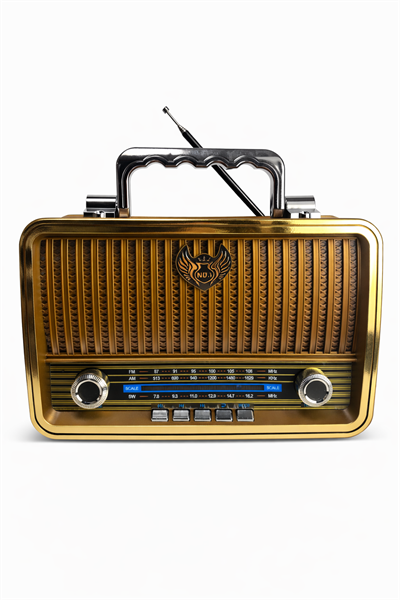 MD-1909BT Nostaljik Radyo Görünümlü Bluetooth,Hafıza Kartı,Usb Bellek,Aux Ve Radyo Destekli Hoparlör Gold