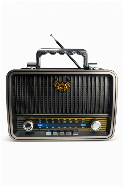 MD-1909BT Nostaljik Radyo Görünümlü Bluetooth,Hafıza Kartı,Usb Bellek,Aux Ve Radyo Destekli Hoparlör Siyah