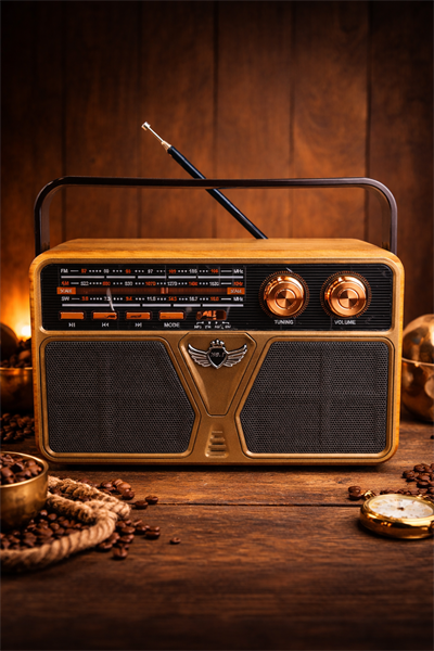 Nostaljik Radyo Görünümlü Bluetooth,Hafıza Kartı,Usb Bellek,Aux Ve Radyo Destekli Hoparlör Ahşap MD-507BT