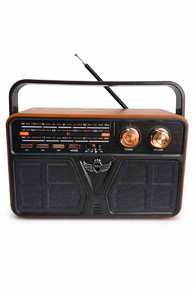 Nostaljik Radyo Görünümlü Bluetooth,Hafıza Kartı,Usb Bellek,Aux Ve Radyo Destekli Hoparlör Siyah (MD-507BT )