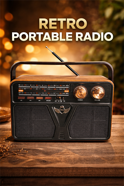 Nostaljik Radyo Görünümlü Bluetooth,Hafıza Kartı,Usb Bellek,Aux Ve Radyo Destekli Hoparlör Siyah (MD-507BT )